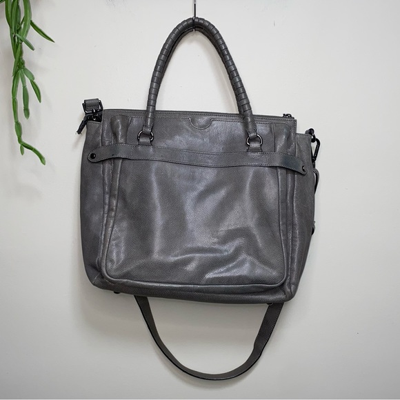Elliot Lucca Handbag-Purse-Gray Leather Bag. Top Handle/Shoulder - Picture 2 of 9